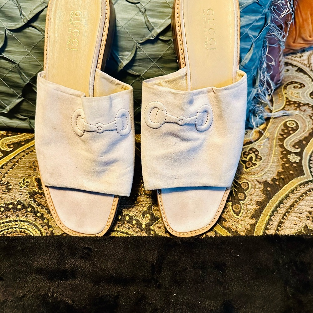 Gucci Cream Leather Mules with Horsebit Detail
